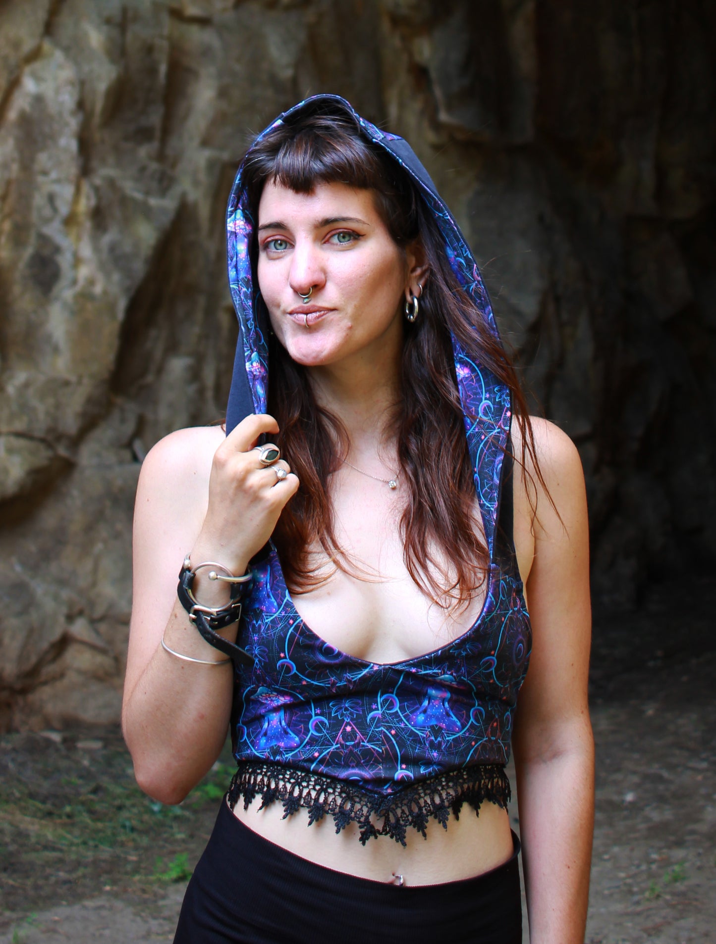 Mystic Reversible UV Mushroom Hood Top – Psy-Fashion with a Twist