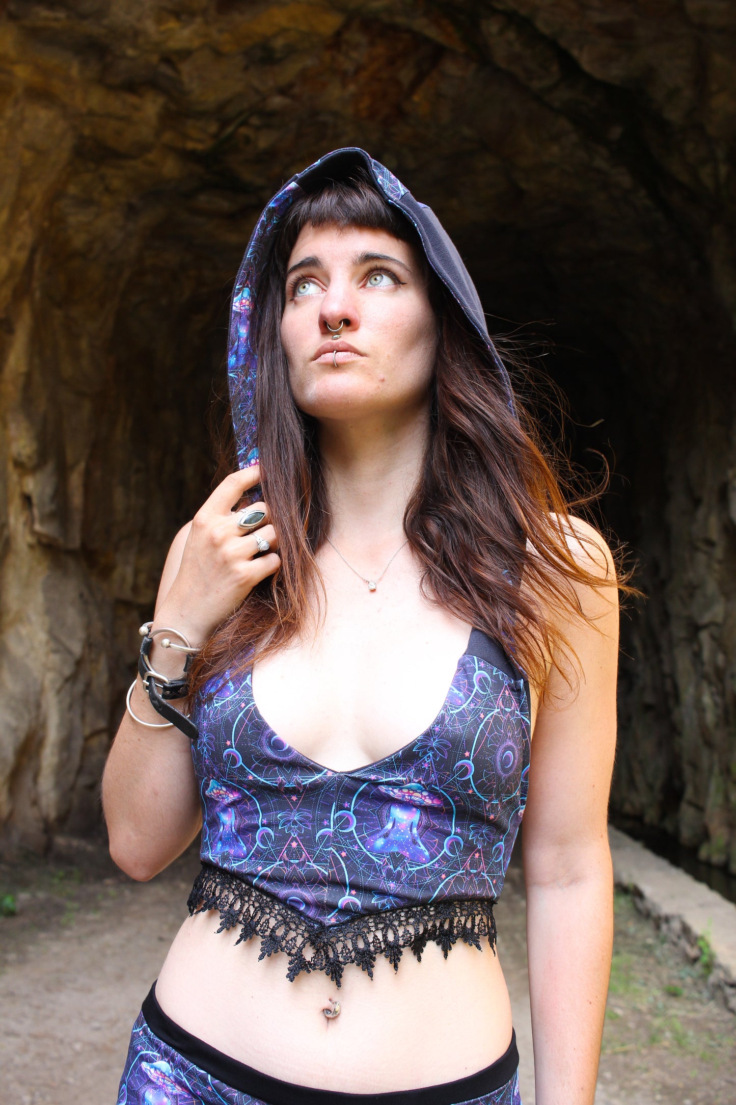 Mystic Reversible UV Mushroom Hood Top – Psy-Fashion with a Twist