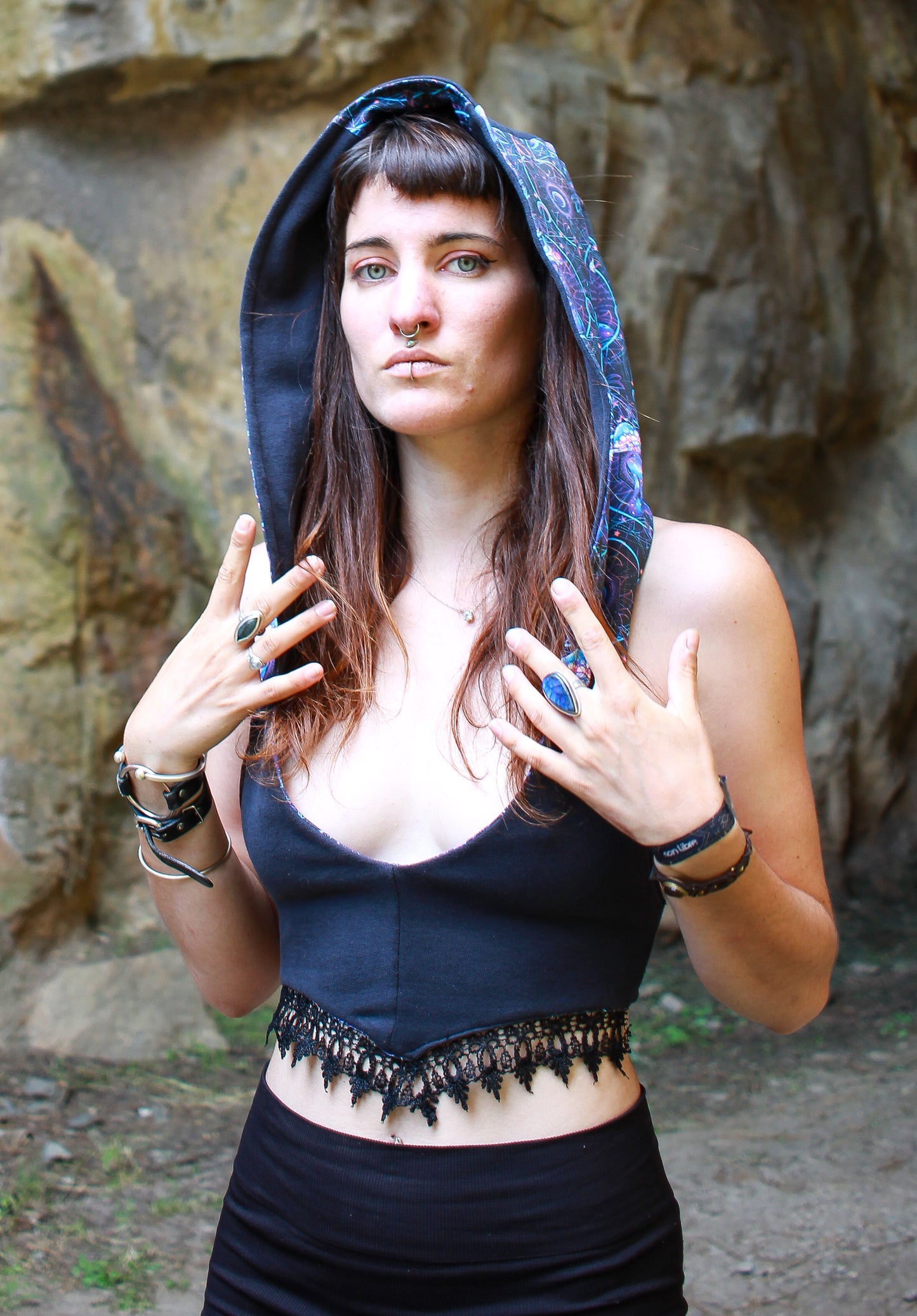 Mystic Reversible UV Mushroom Hood Top – Psy-Fashion with a Twist